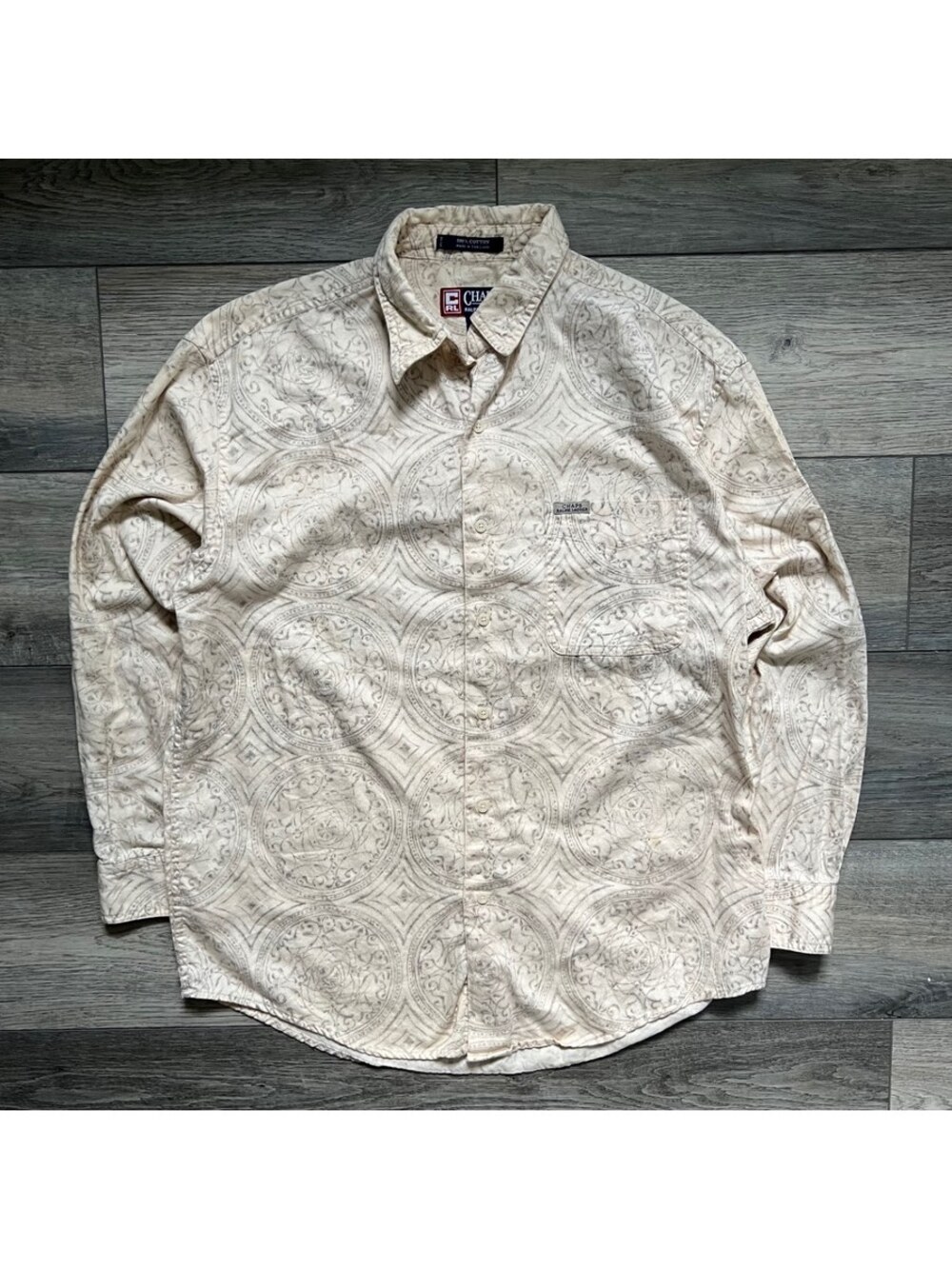 Vintage Chaps Ralph Lauren Men's L Paisley Button Down Long Sleeve Shirt Cotton